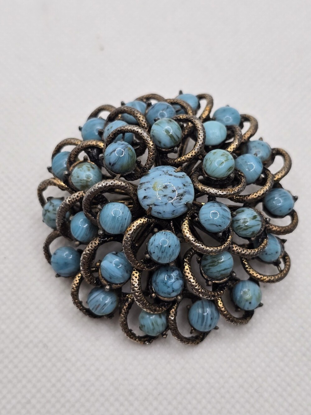 Vintage Hubble Glass Spiral Flower Brooch 1950s